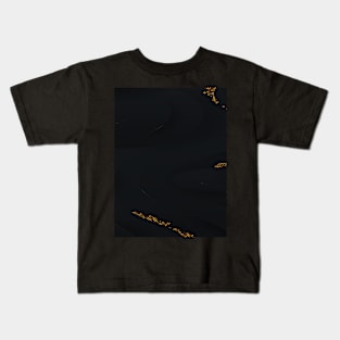 black to dark gray pattern with gold trim Kids T-Shirt